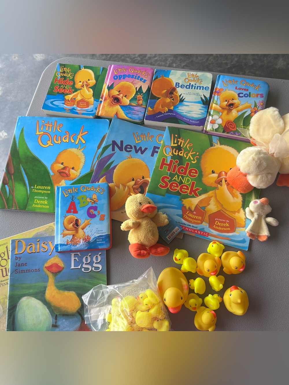 Little Quack Board Book Set by Lauren Thompson. With some extras.
